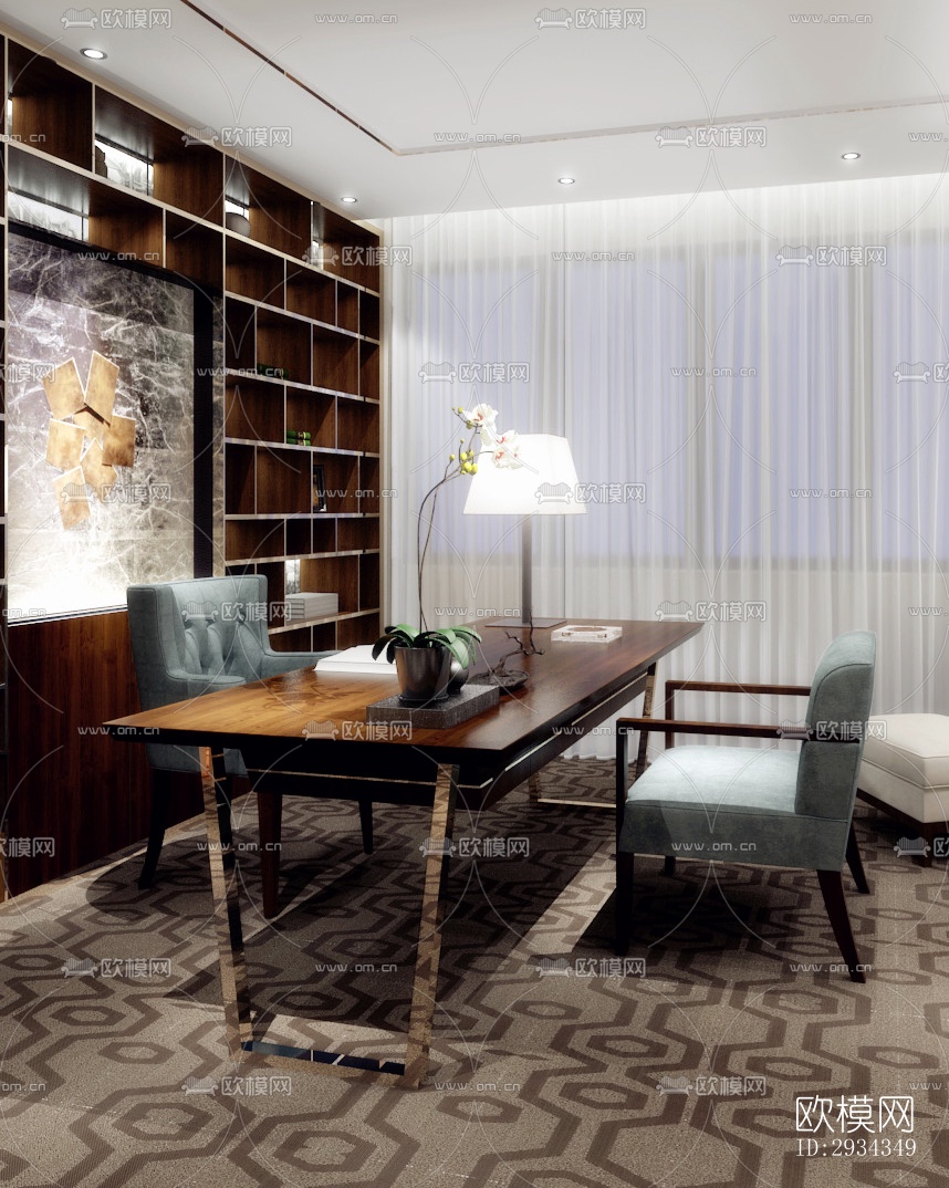 中式平层效果图下载（渲染图7）