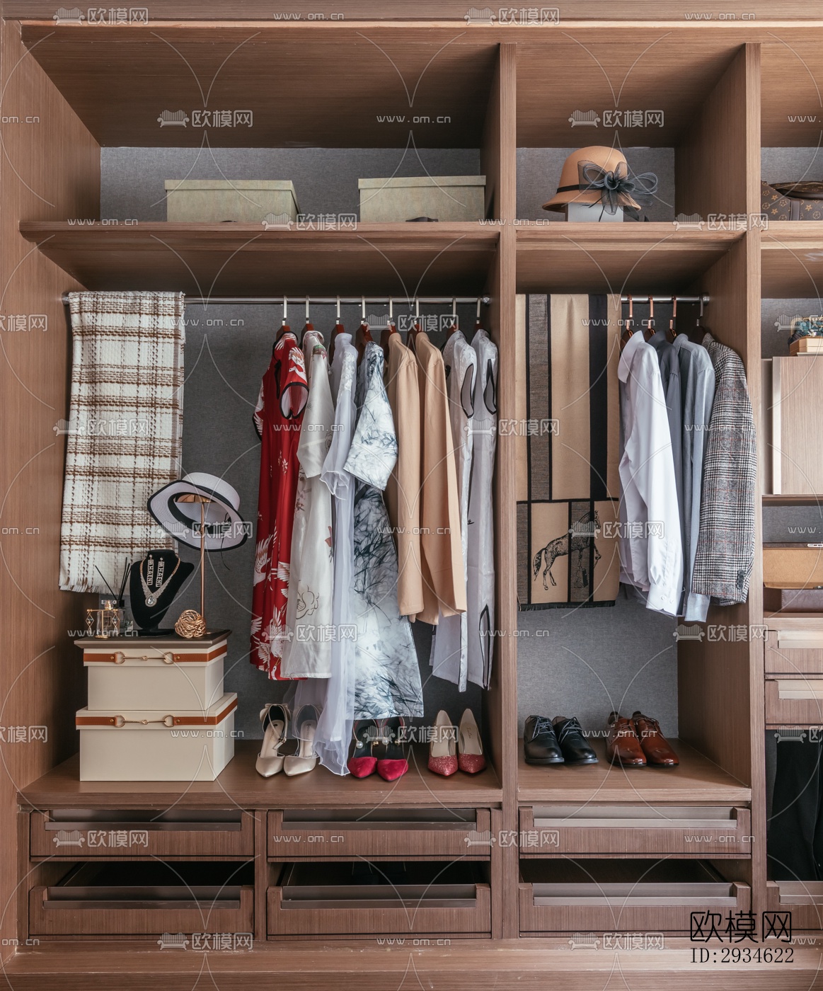 新中式平层效果图下载（渲染图7）