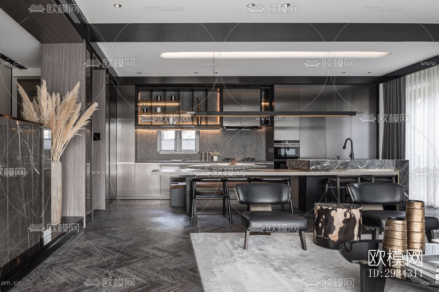 现代复式效果图下载（渲染图13）