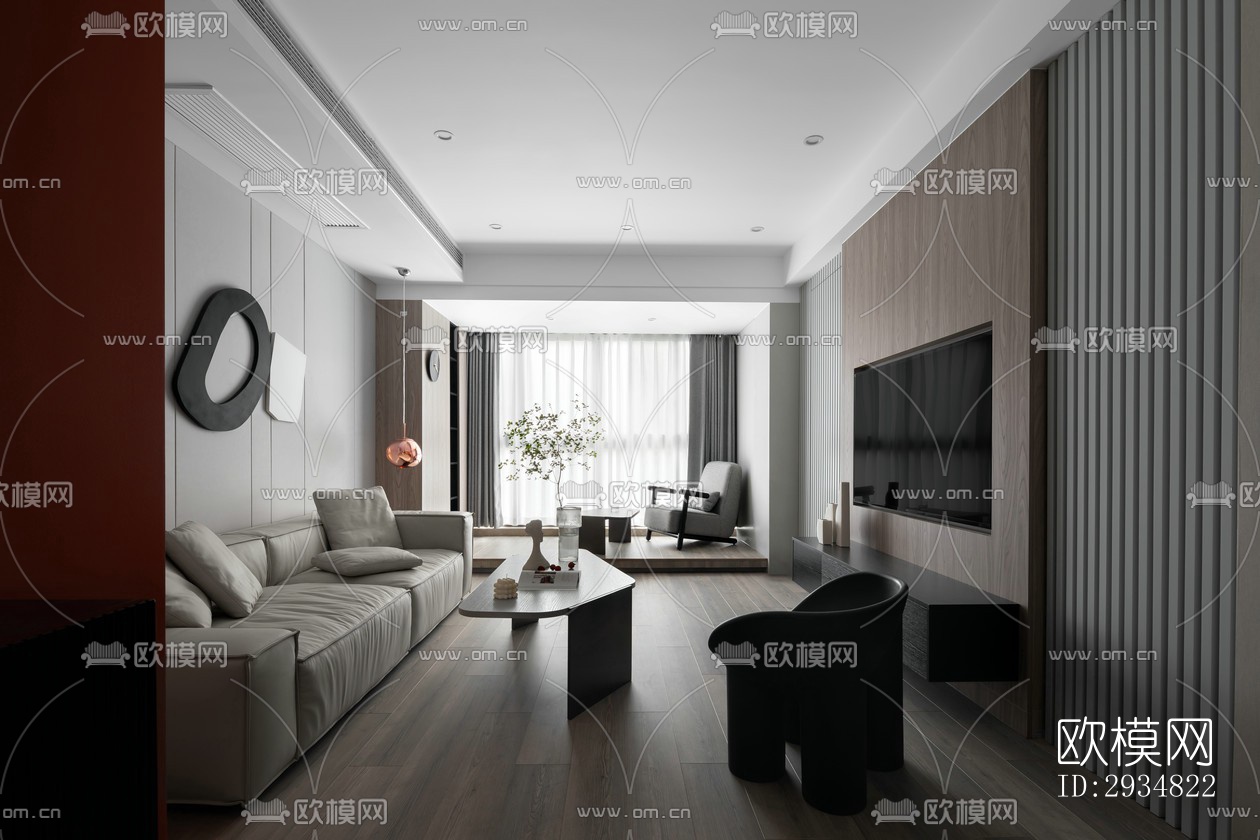 现代平层效果图下载（渲染图18）