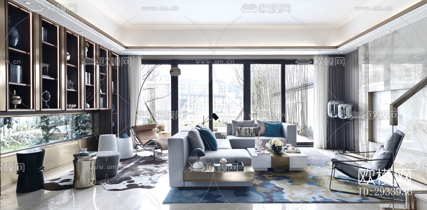 新中式别墅效果图下载（渲染图4）