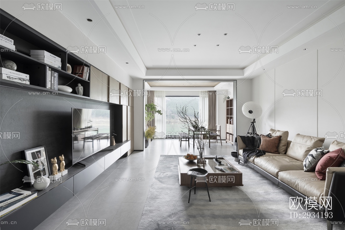 新中式复式效果图下载（渲染图2）