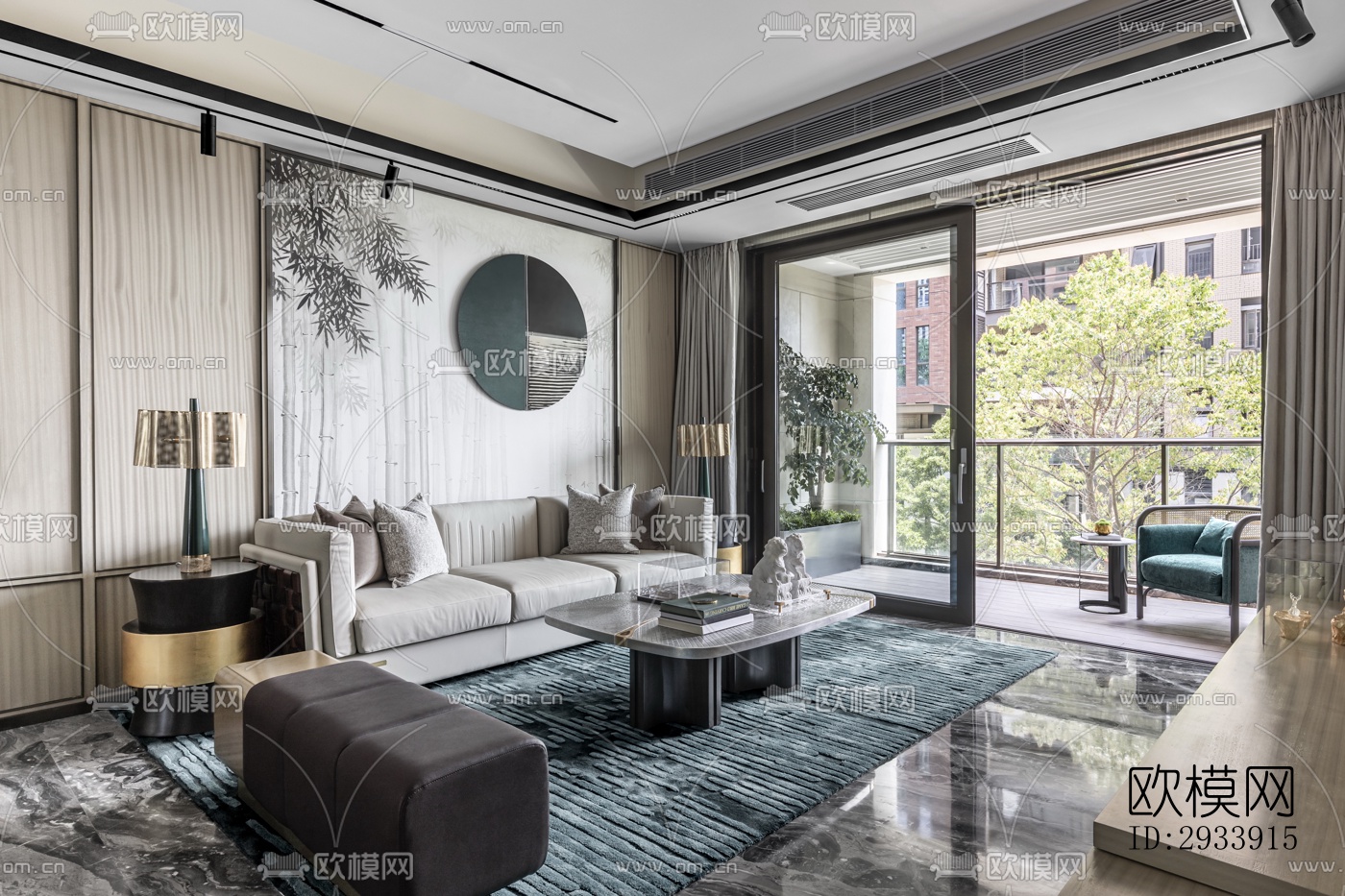 新中式别墅效果图下载（渲染图10）