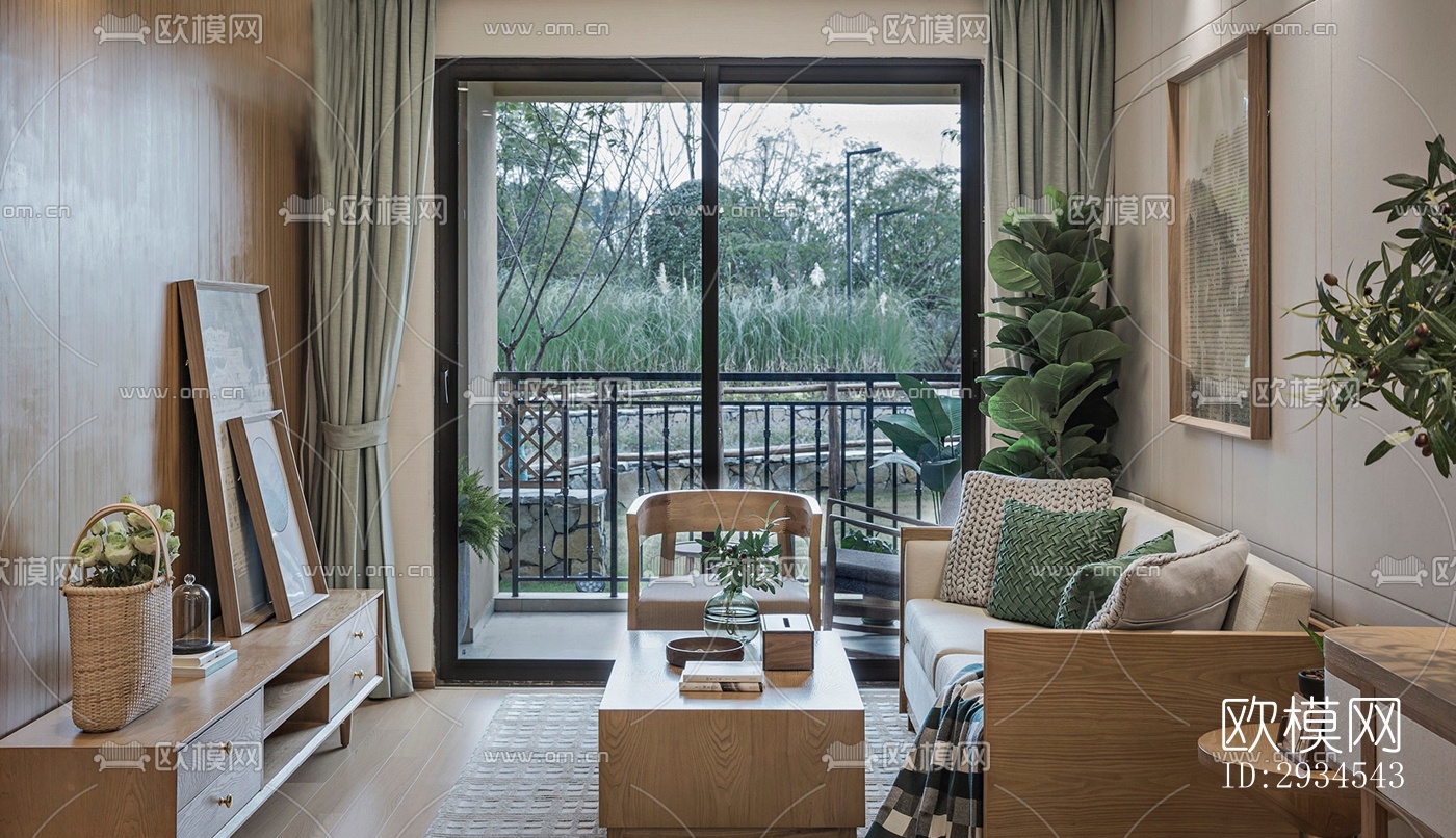 新中式平层效果图下载（渲染图17）