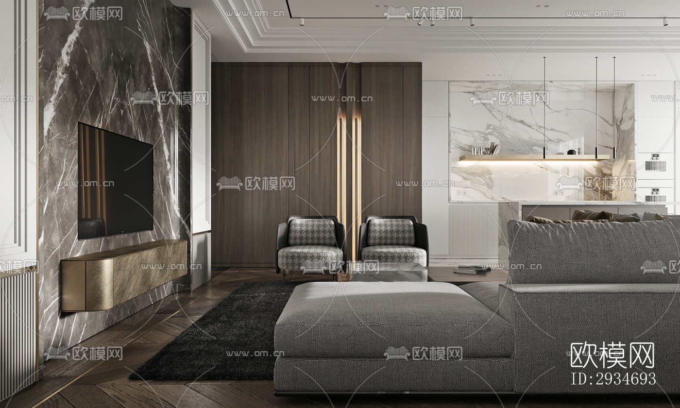 现代平层效果图下载（渲染图5）