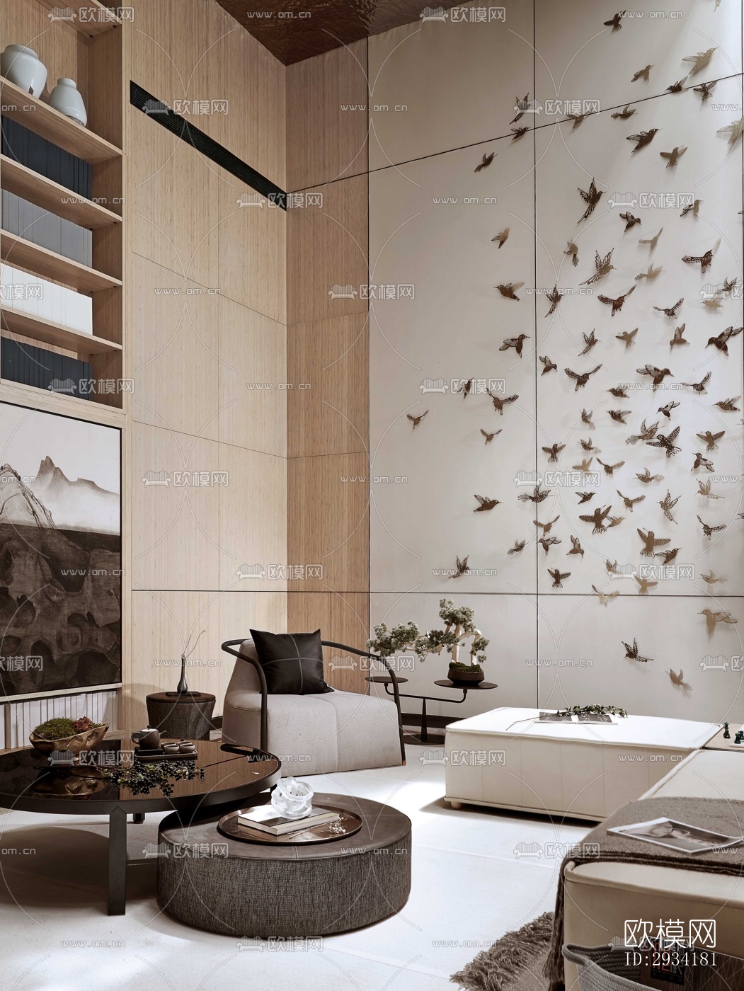 新中式复式效果图下载（渲染图3）