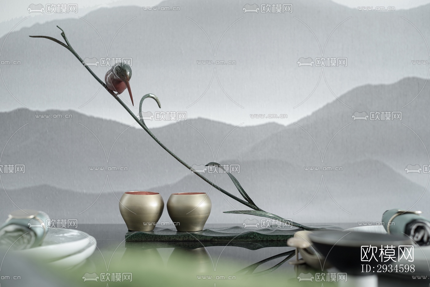 新中式平层效果图下载（渲染图10）