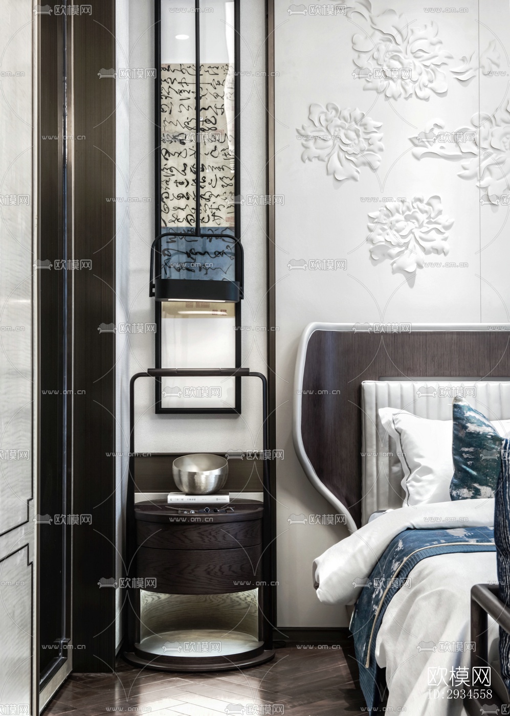 新中式平层效果图下载（渲染图1）