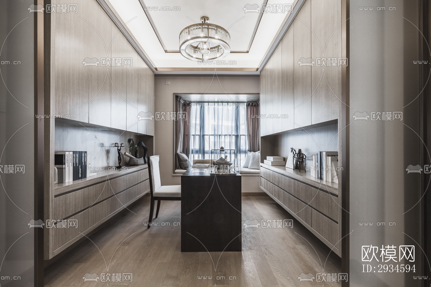 新中式平层效果图下载（渲染图4）