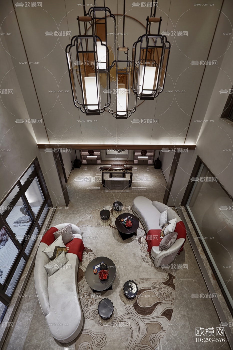 新中式平层效果图下载（渲染图6）