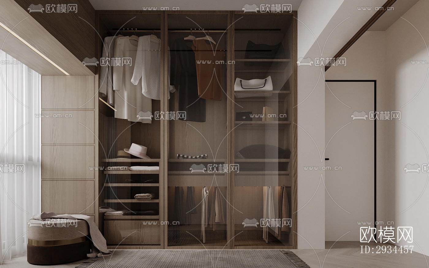 奶油风平层效果图下载（渲染图15）