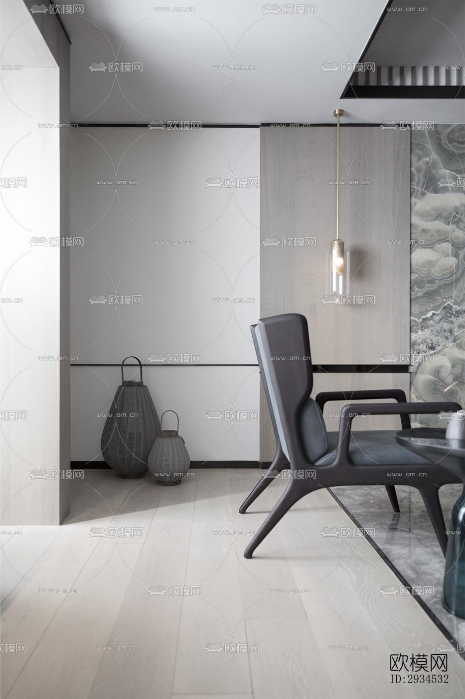 新中式平层效果图下载（渲染图9）