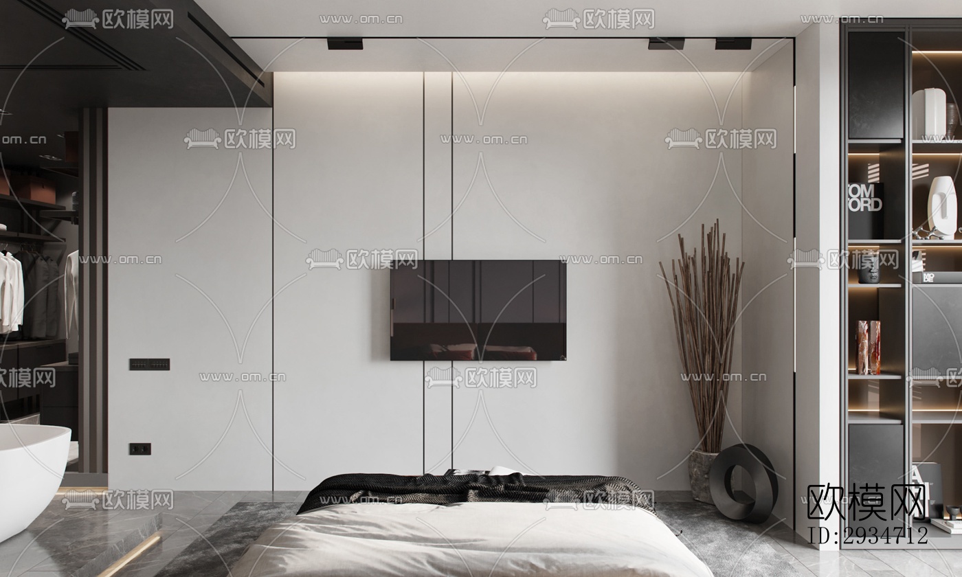 现代平层效果图下载（渲染图5）