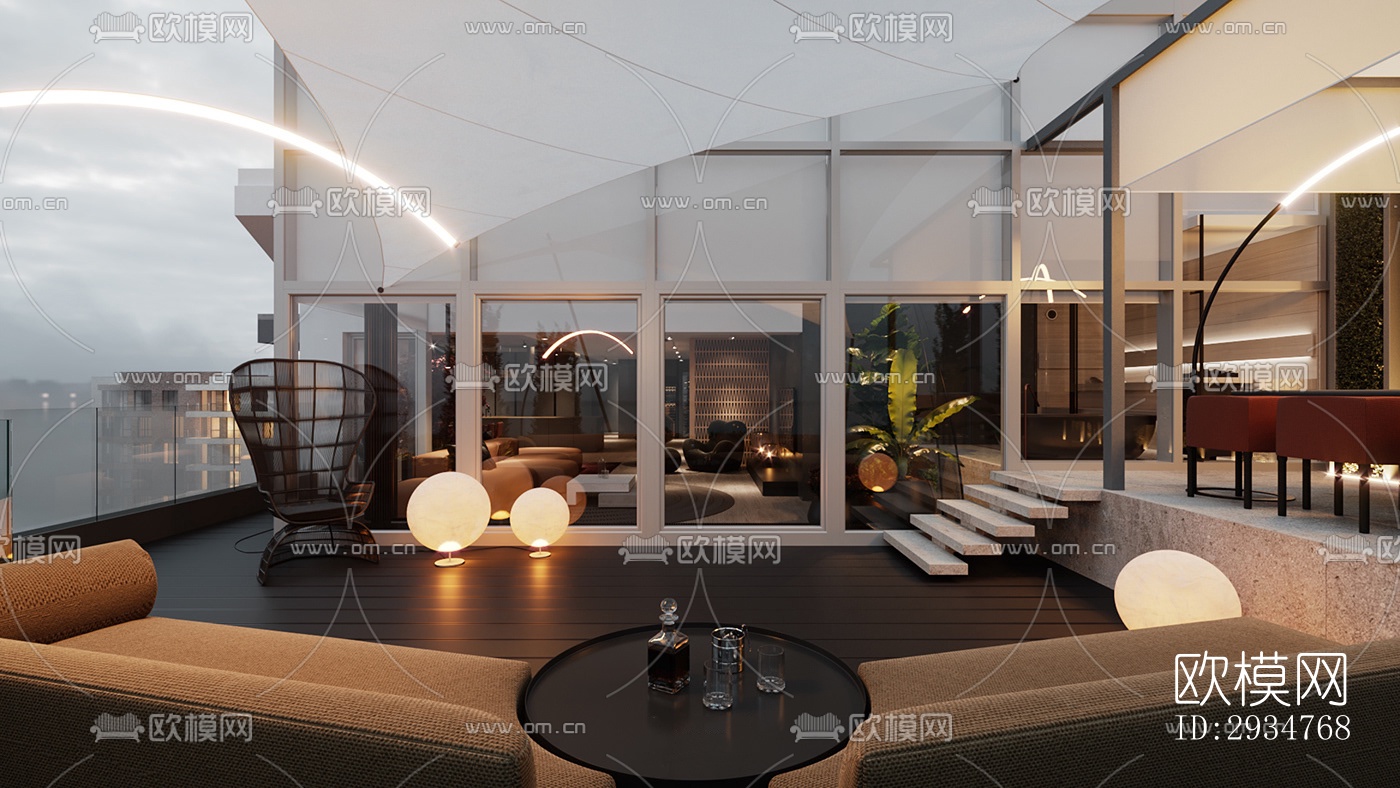 现代平层效果图下载（渲染图10）