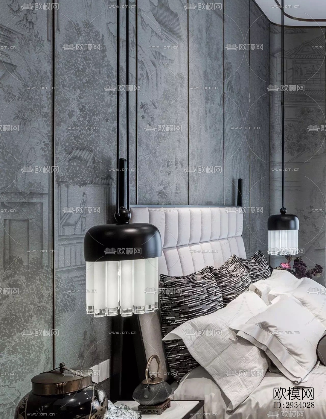 新中式别墅效果图下载（渲染图7）