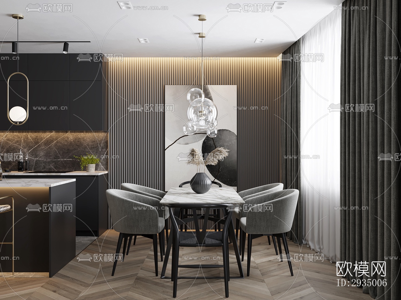 现代平层效果图下载（渲染图14）