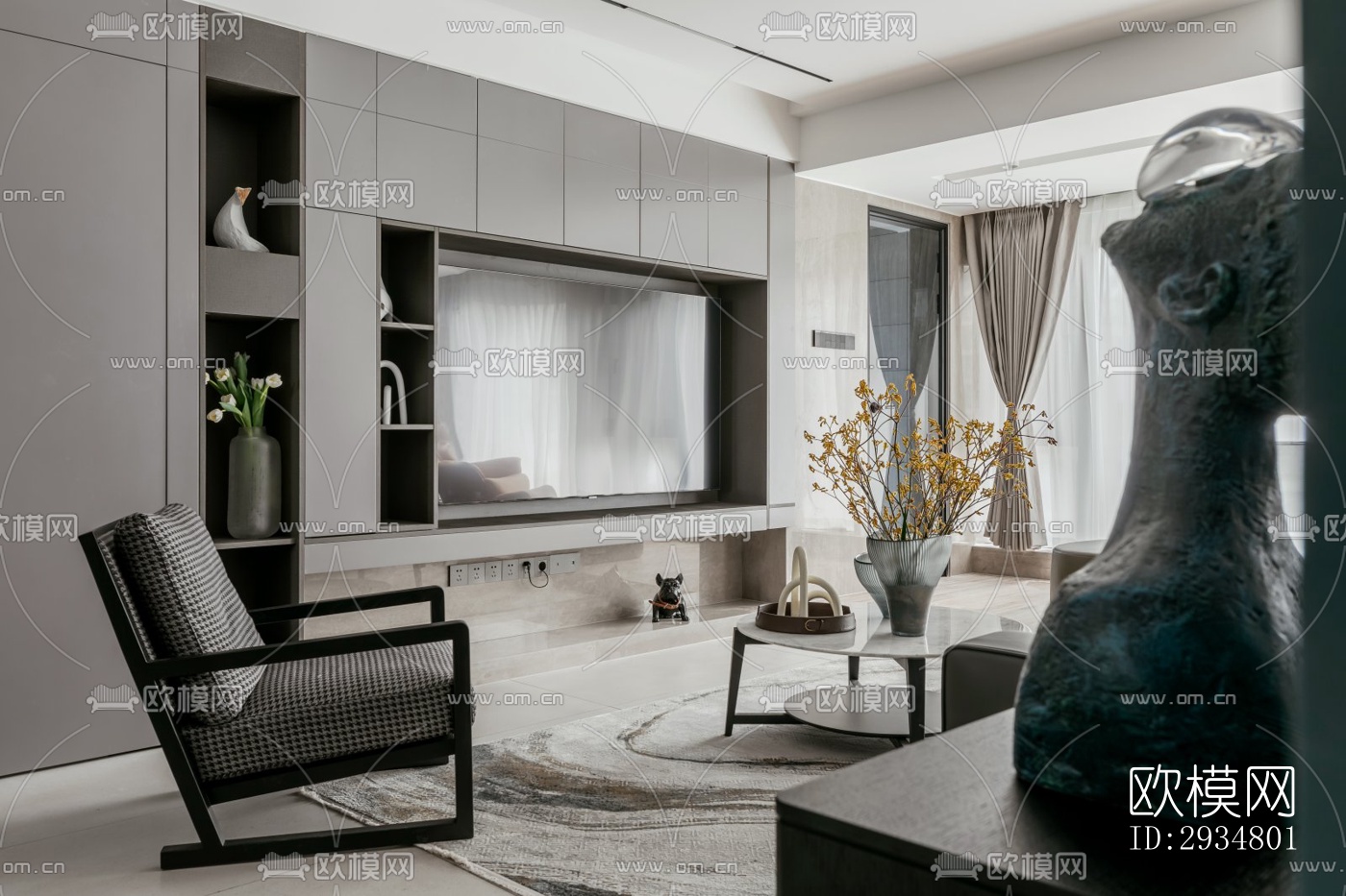 现代平层效果图下载（渲染图12）