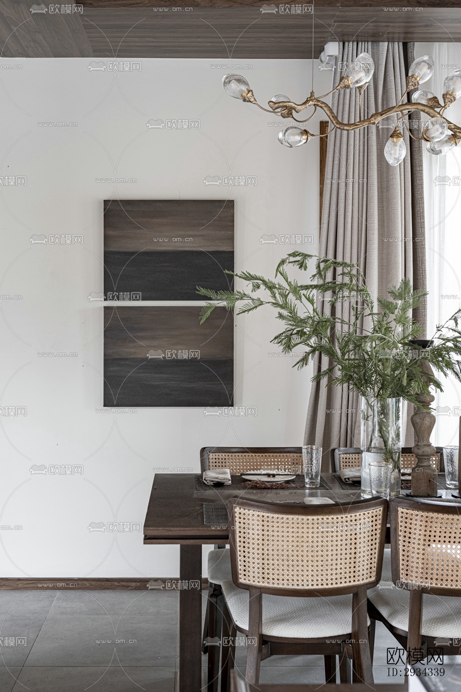 中式平层效果图下载（渲染图3）