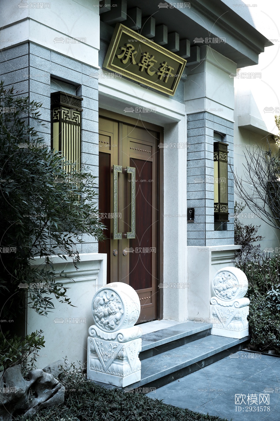 新中式平层效果图下载（渲染图9）