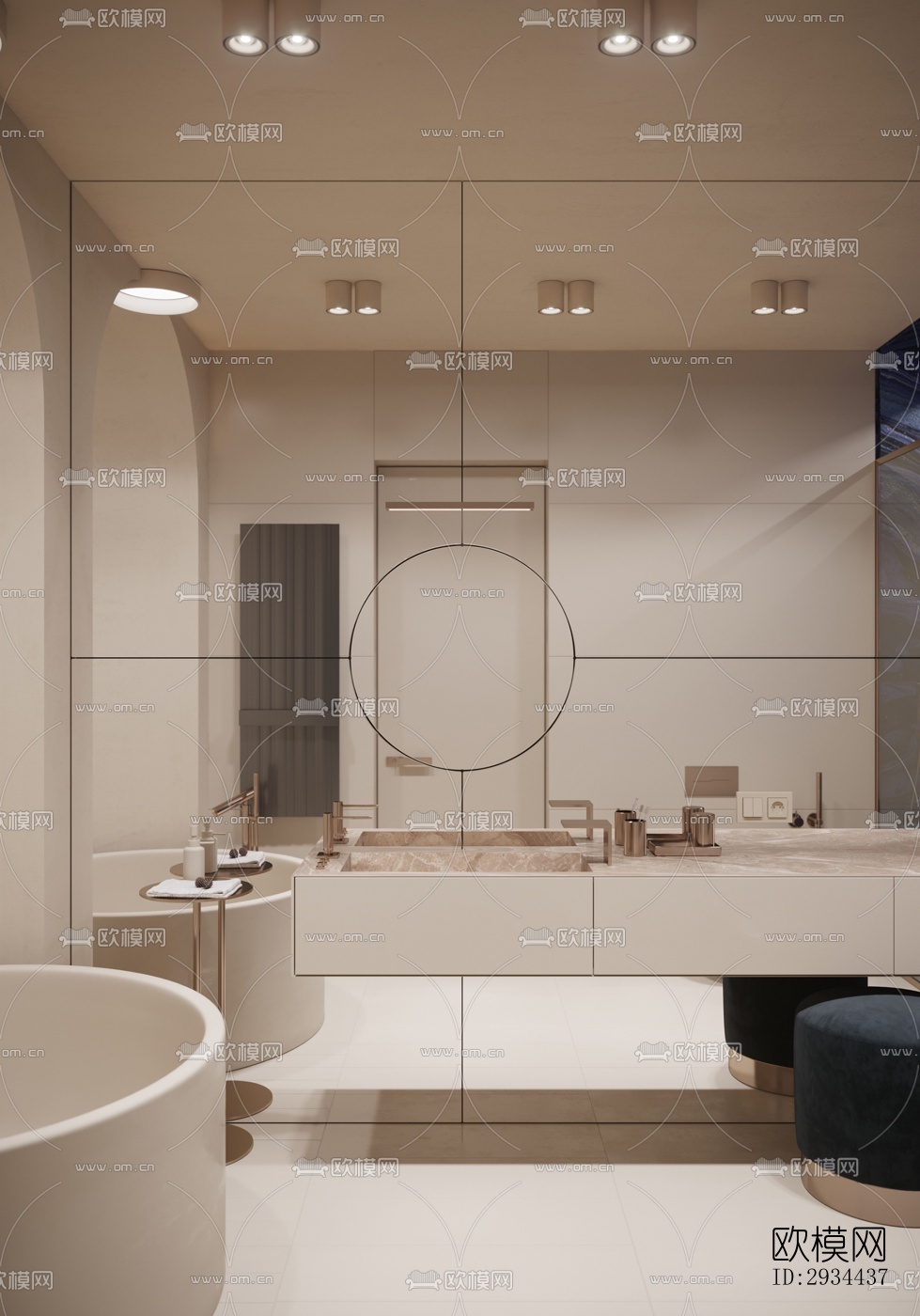 后现代平层效果图下载（渲染图3）