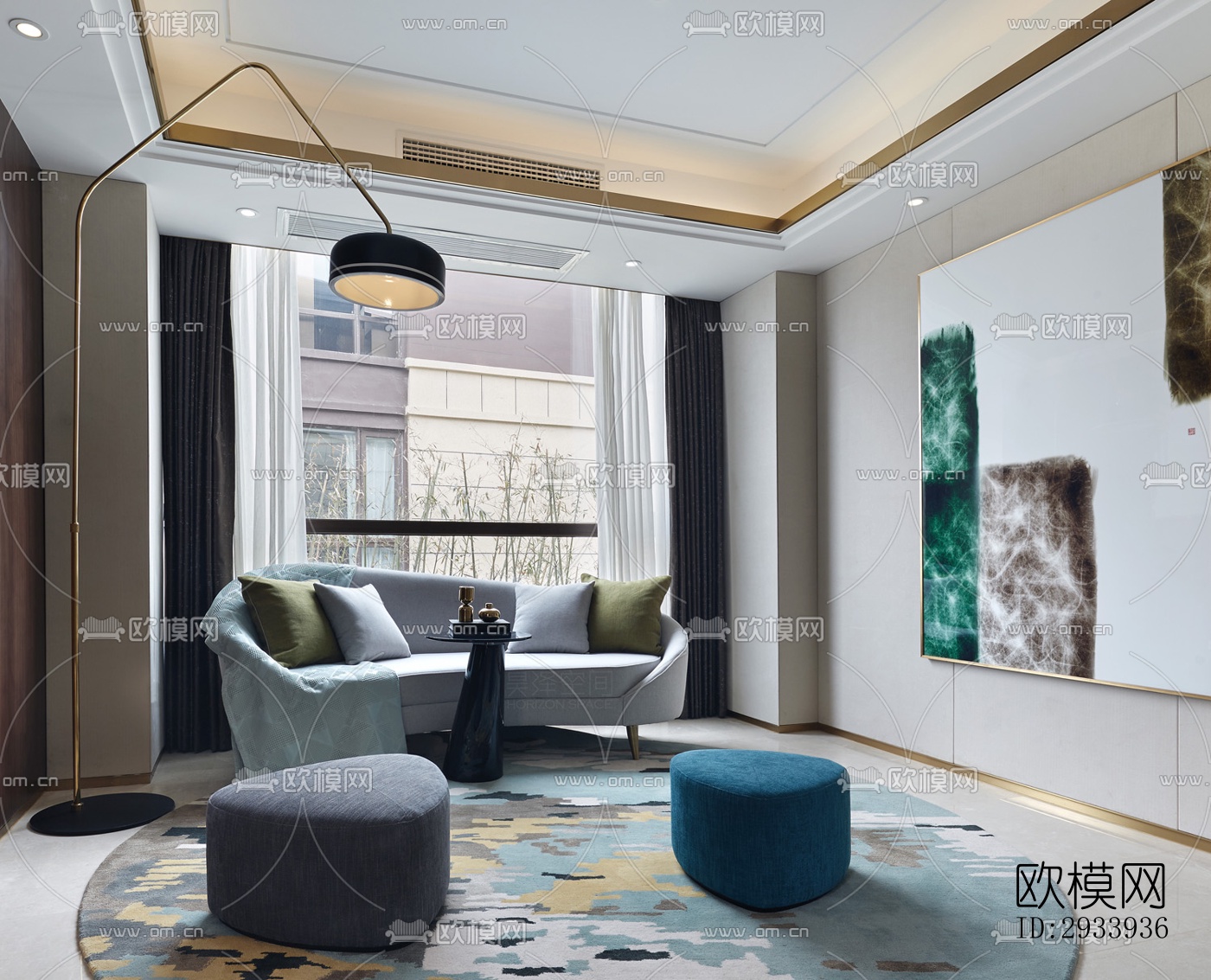 新中式别墅效果图下载（渲染图16）