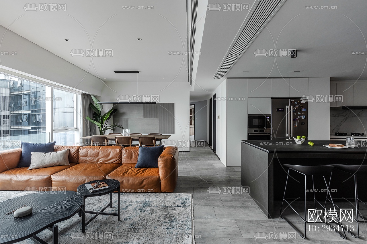 现代平层效果图下载（渲染图1）