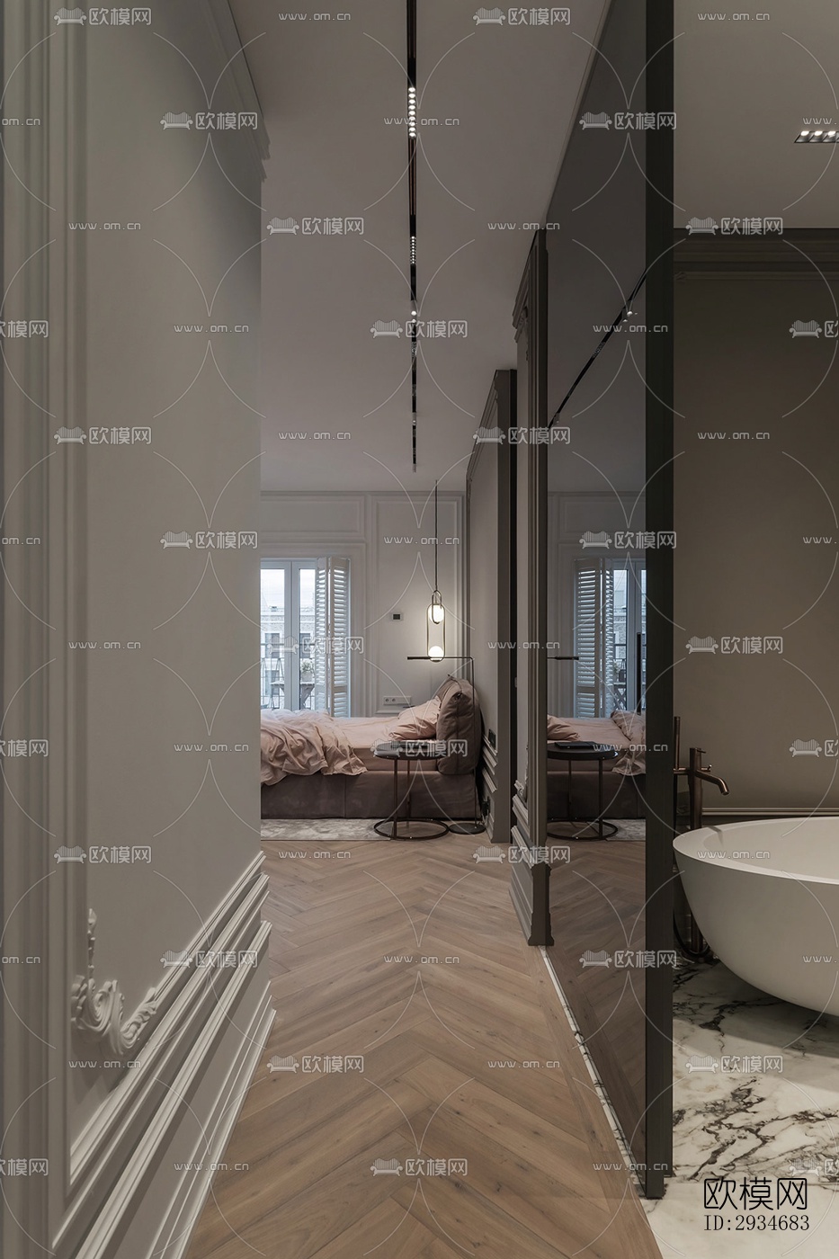 欧式平层效果图下载（渲染图12）