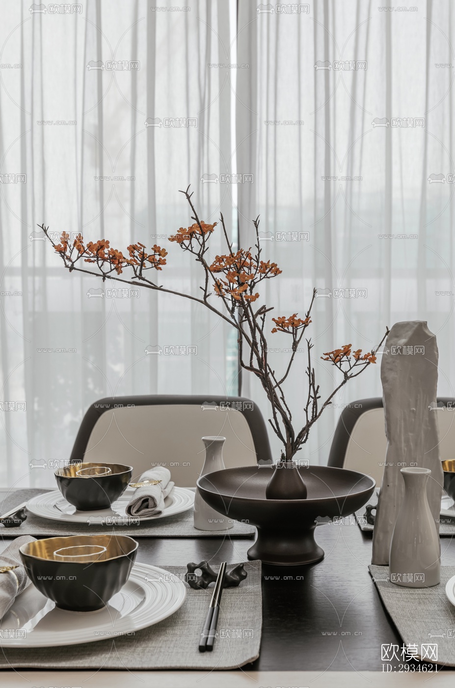 新中式平层效果图下载（渲染图6）