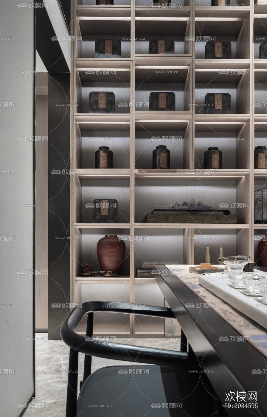 新中式平层效果图下载（渲染图4）