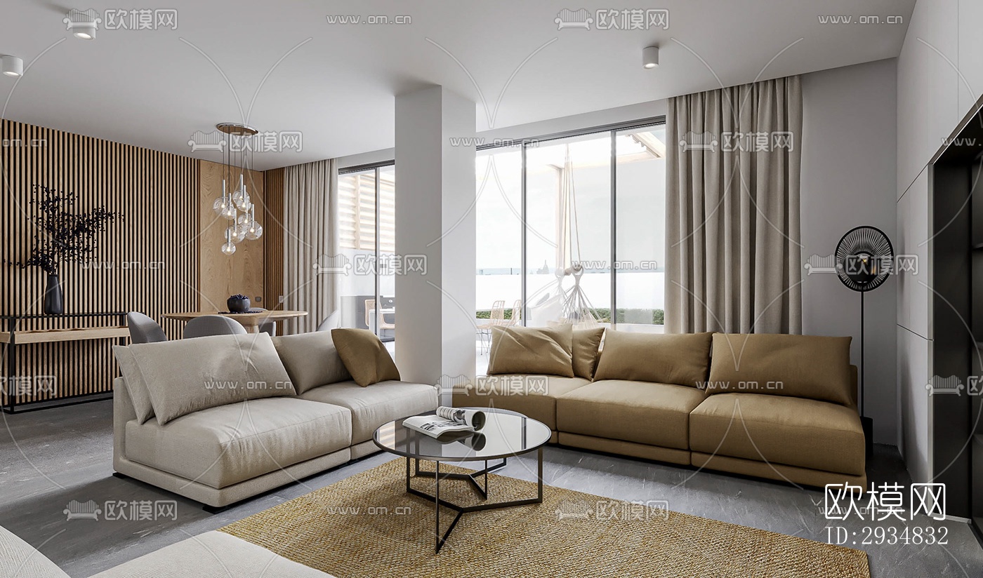 现代平层效果图下载（渲染图20）