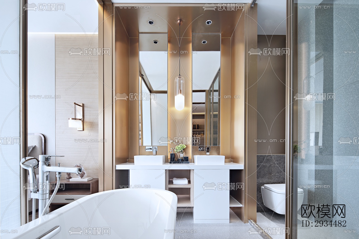 新中式平层效果图下载（渲染图9）