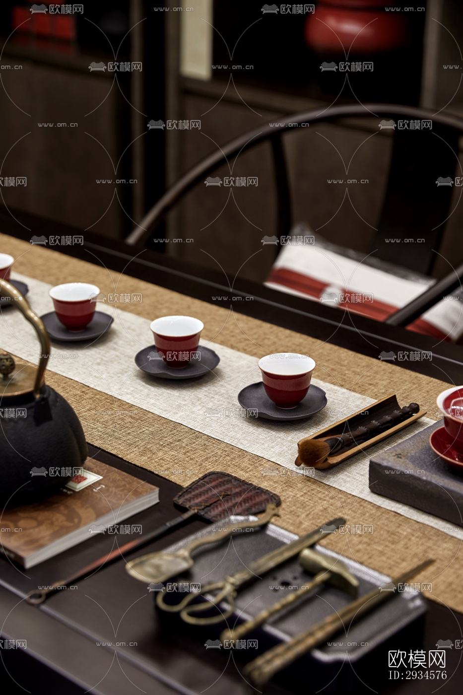 新中式平层效果图下载（渲染图4）