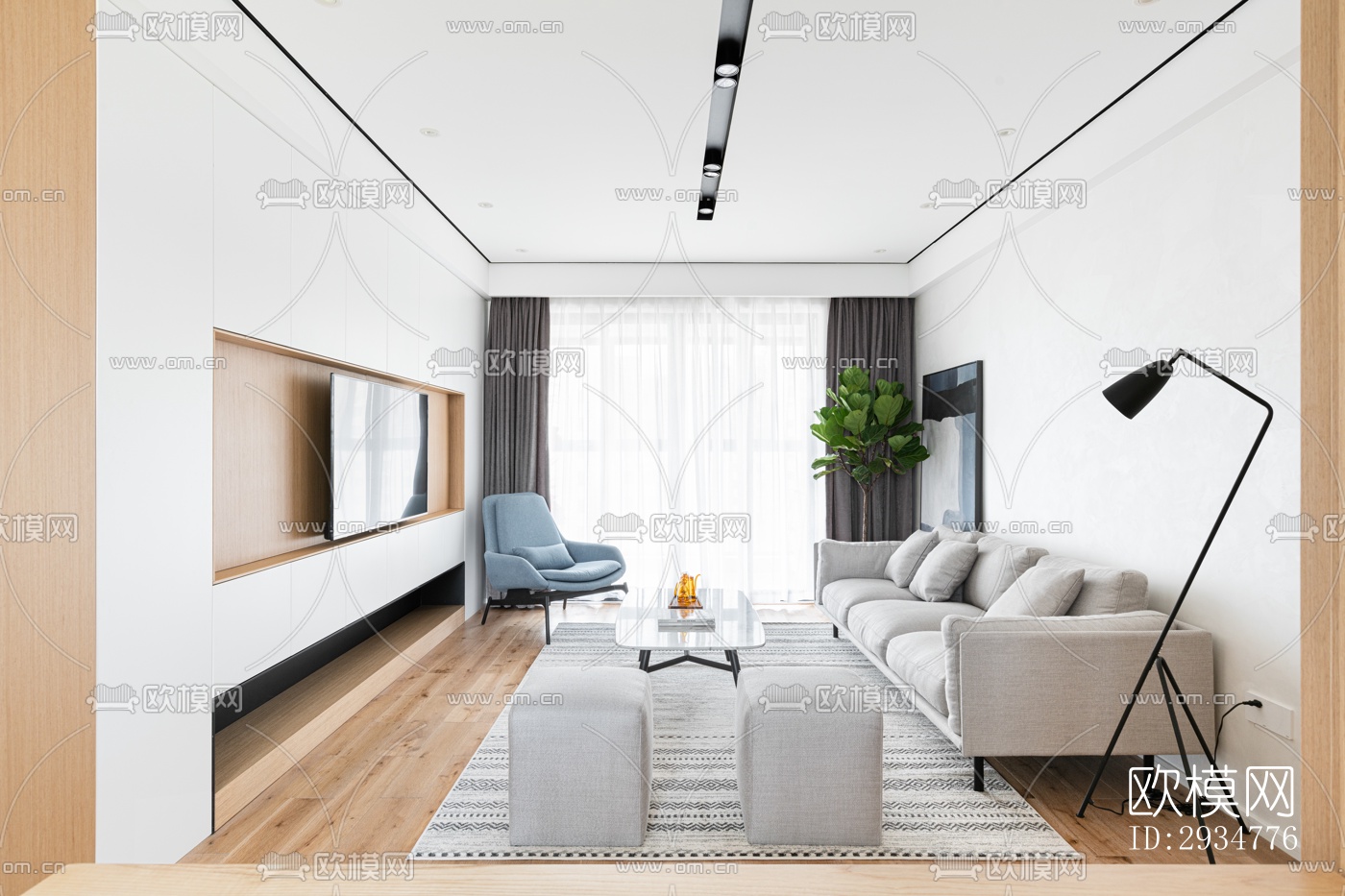 现代平层效果图下载（渲染图11）