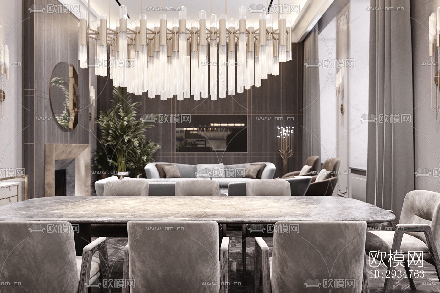 现代平层效果图下载（渲染图13）