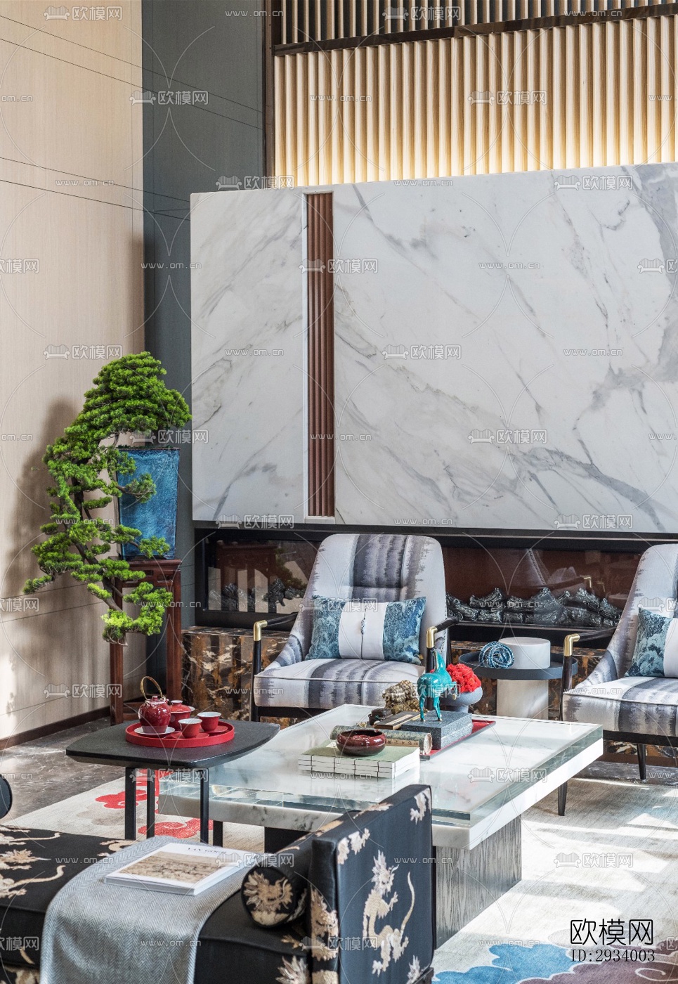 新中式别墅效果图下载（渲染图18）