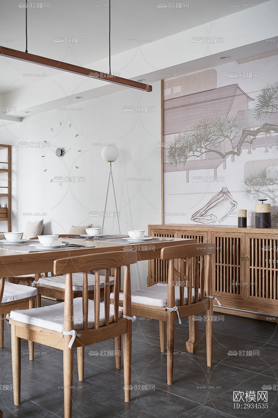 新中式平层效果图下载（渲染图17）