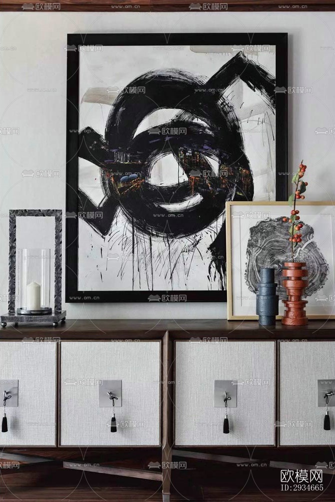 新中式平层效果图下载（渲染图9）