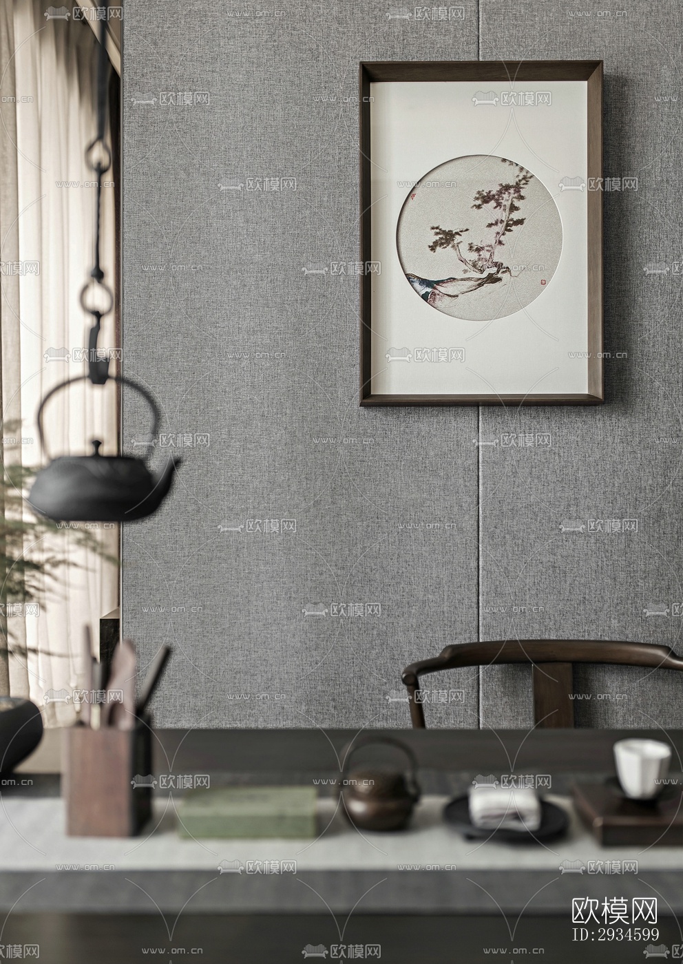 新中式平层效果图下载（渲染图6）