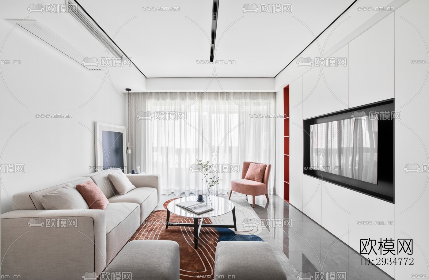 现代平层效果图下载（渲染图3）