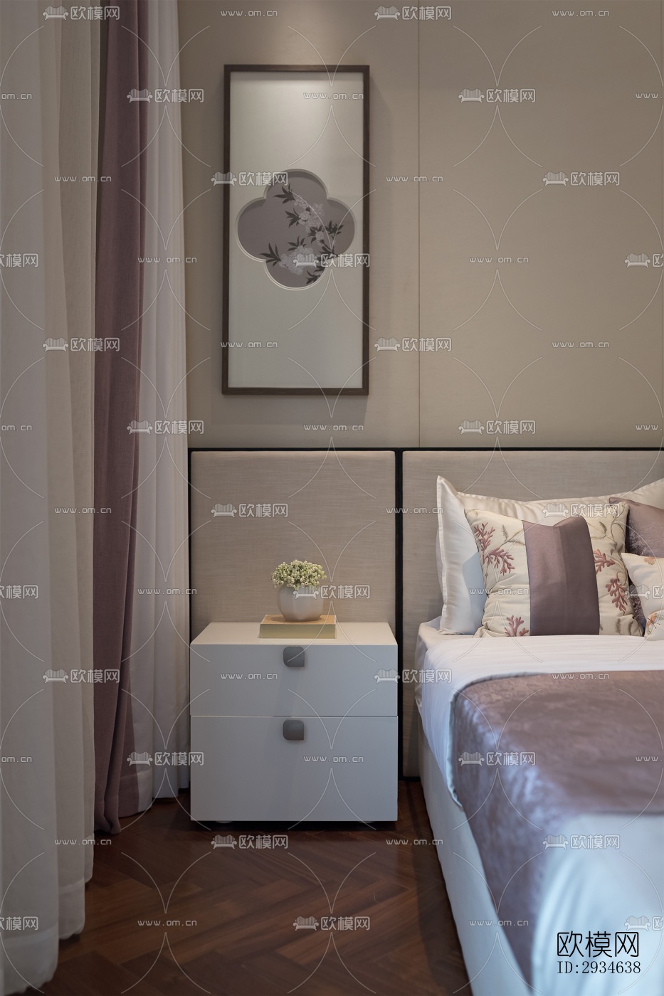 新中式平层效果图下载（渲染图8）