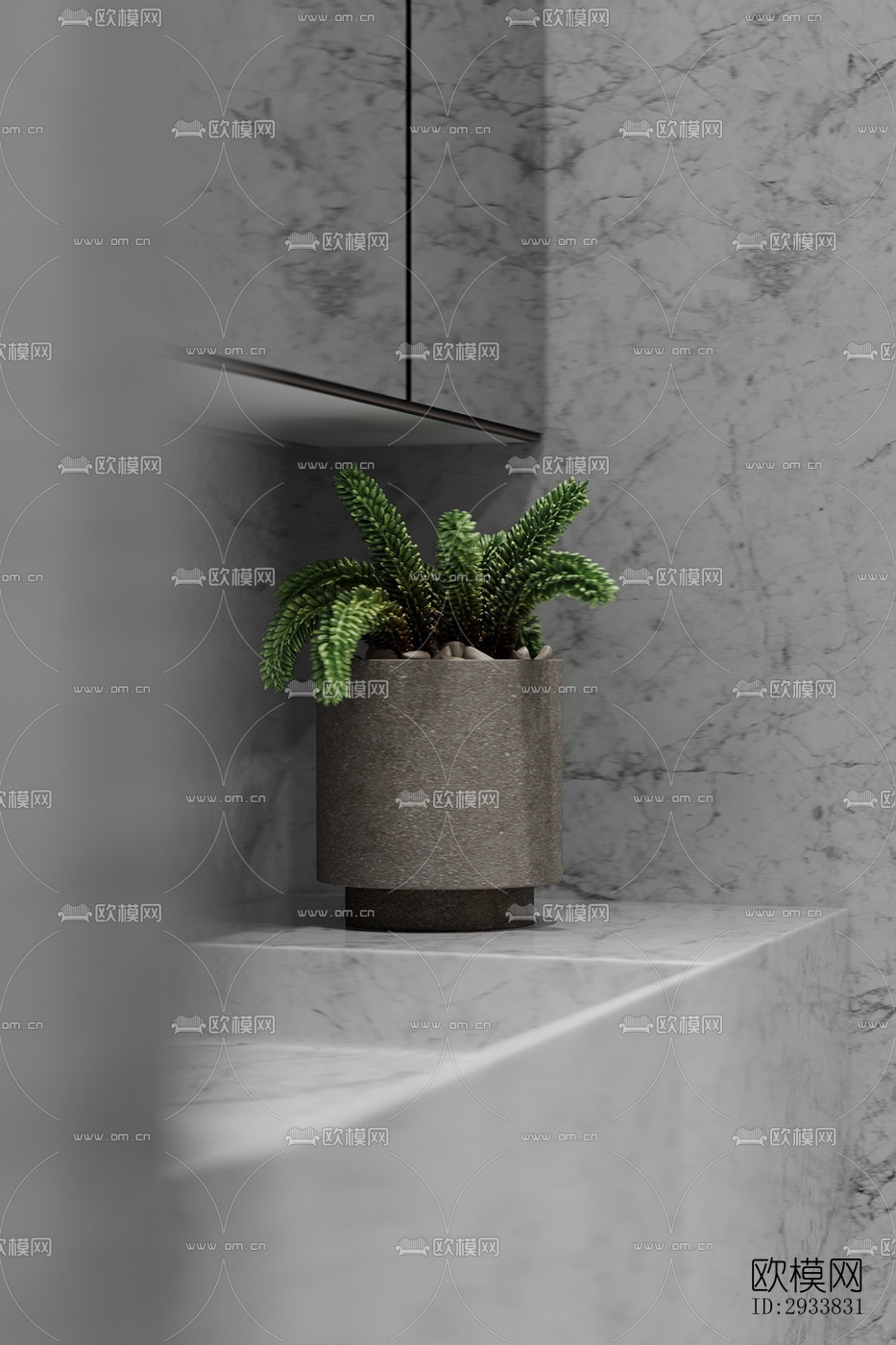 高级灰公寓效果图下载（渲染图8）