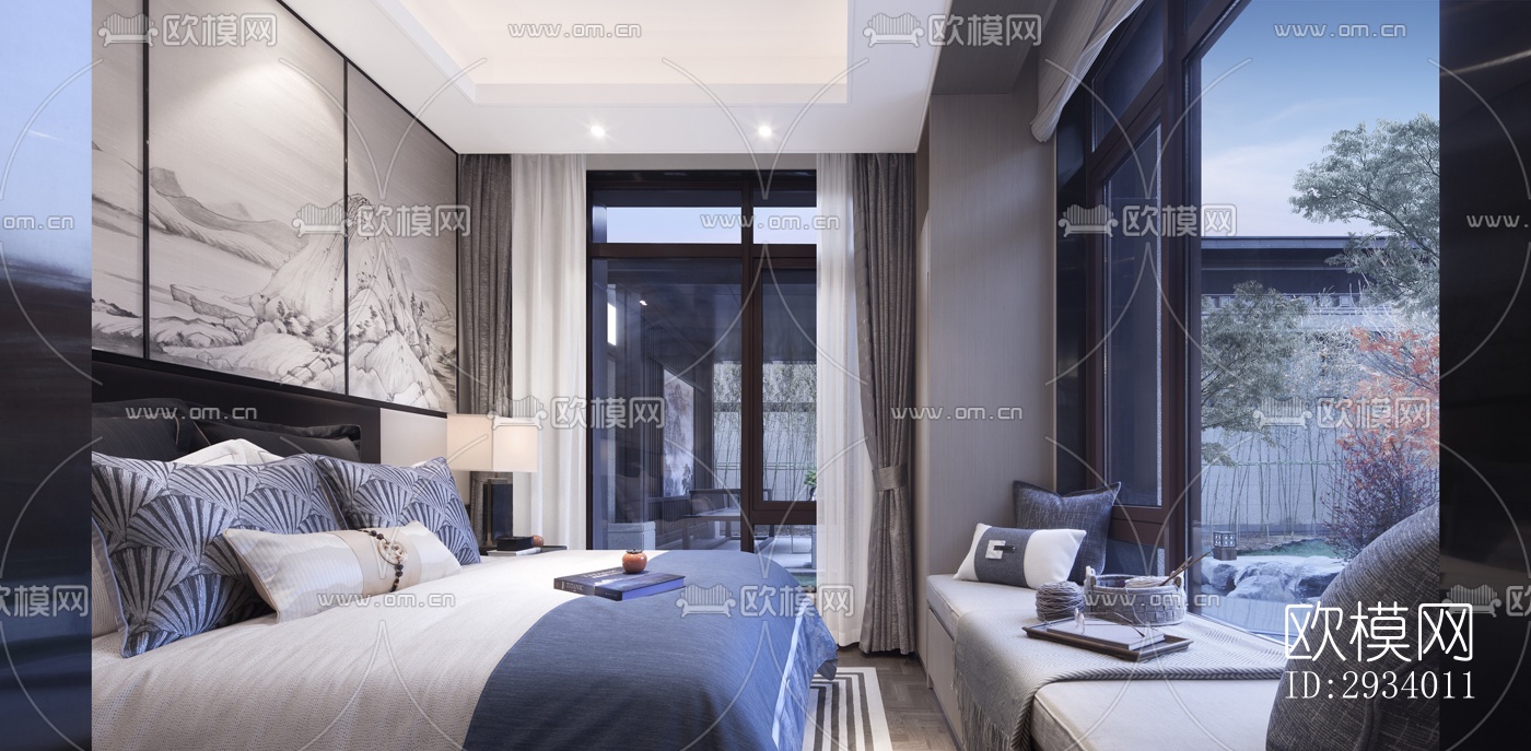 新中式别墅效果图下载（渲染图14）