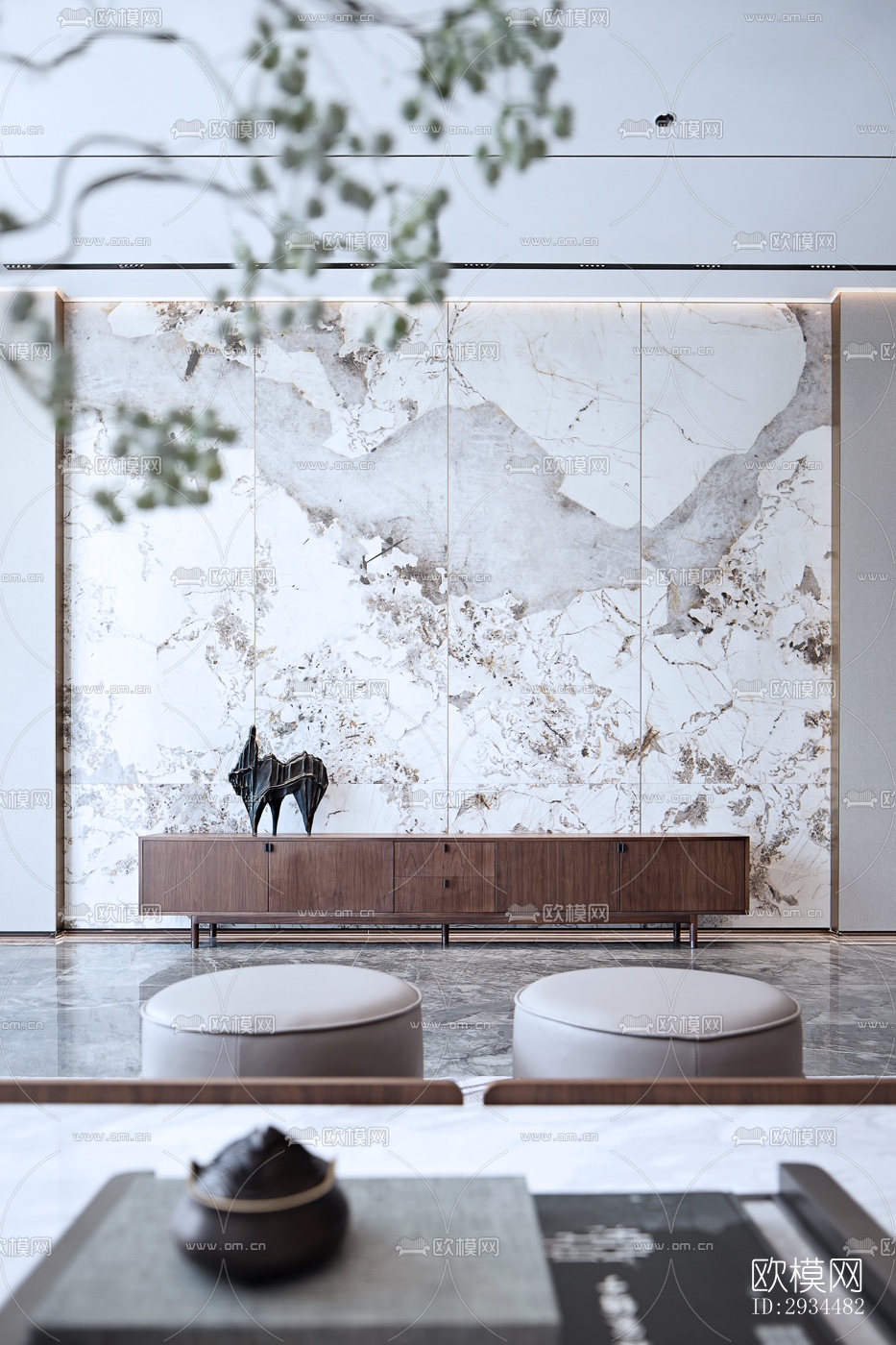 新中式平层效果图下载（渲染图15）