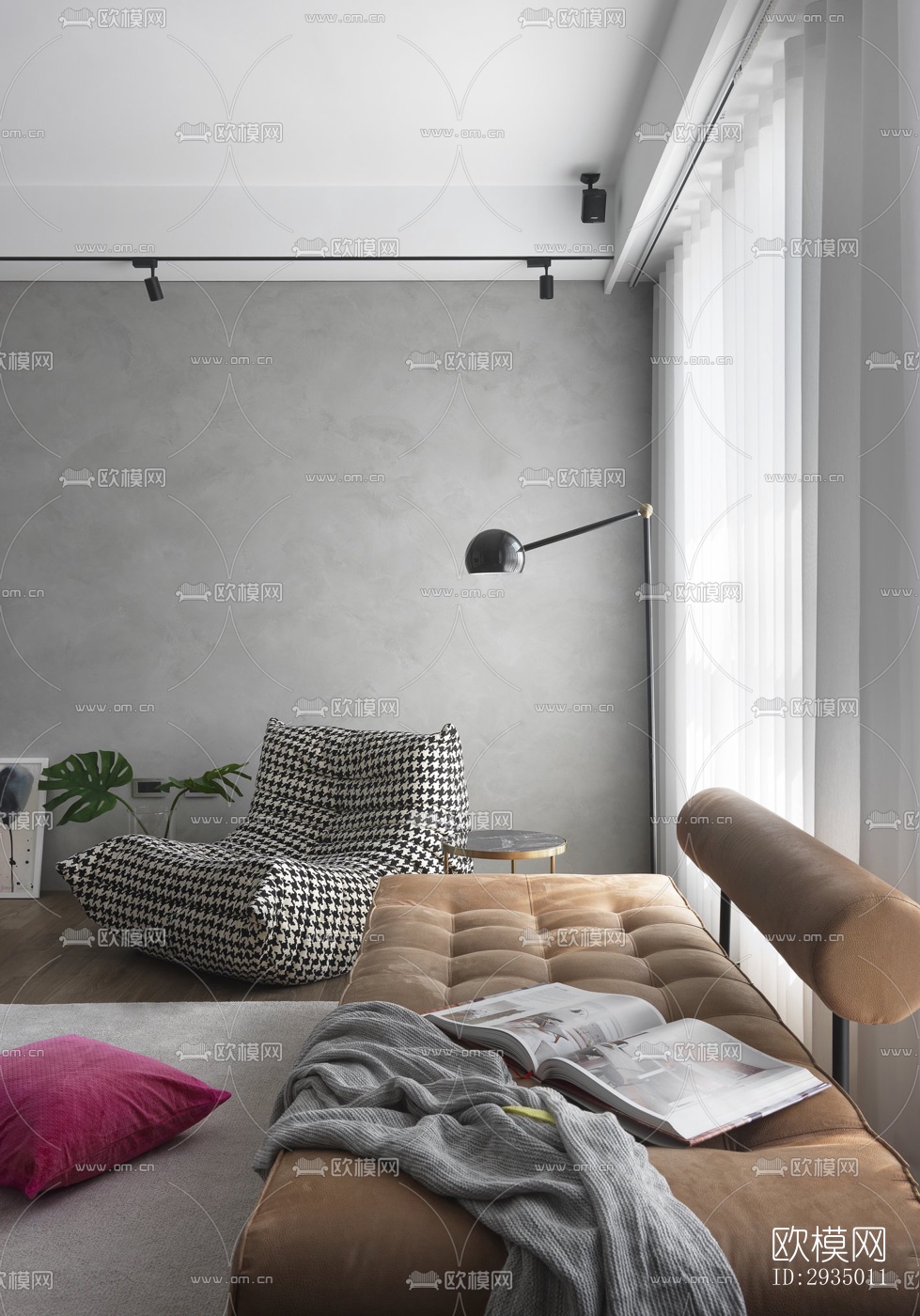 现代平层效果图下载（渲染图12）