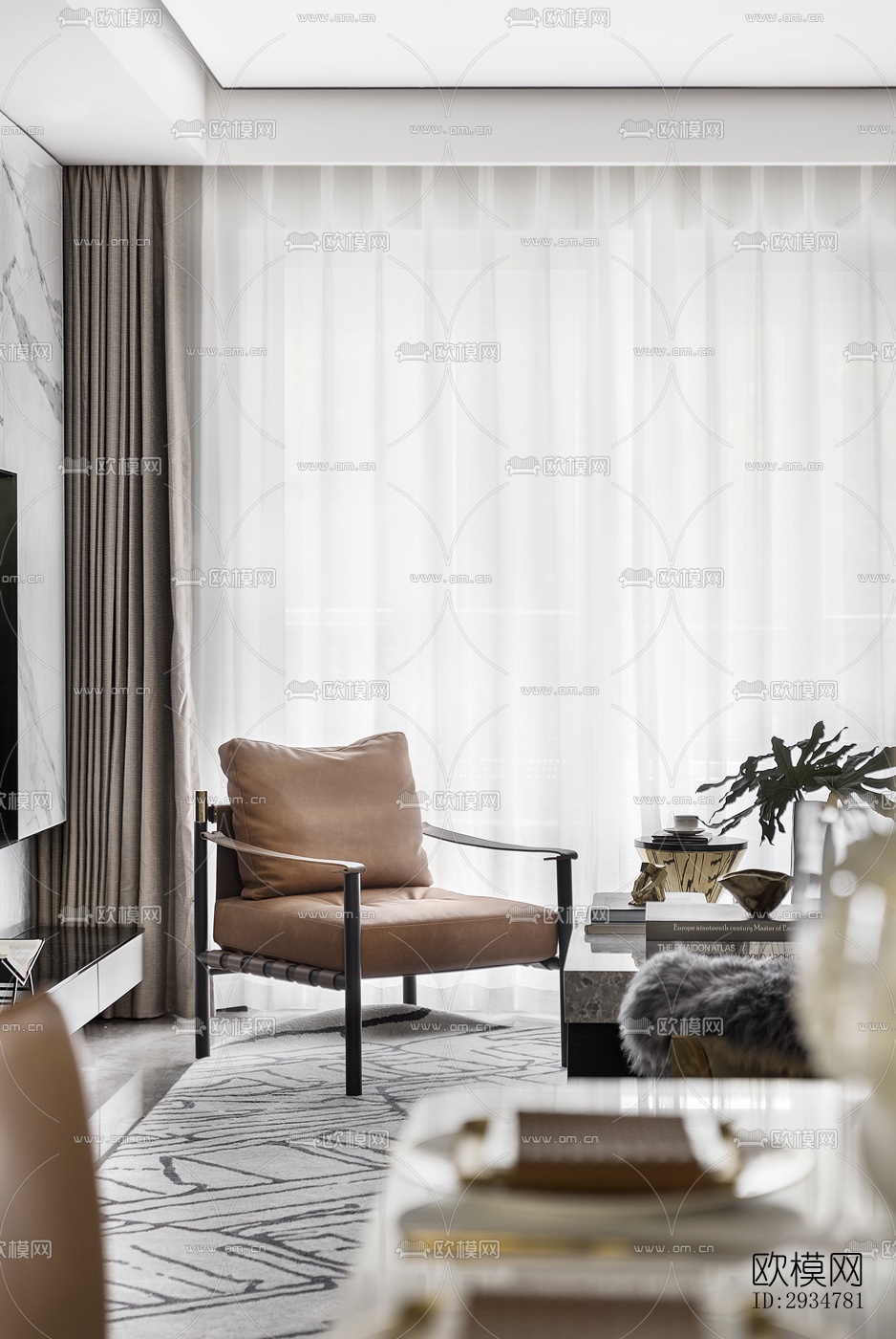 现代平层效果图下载（渲染图3）