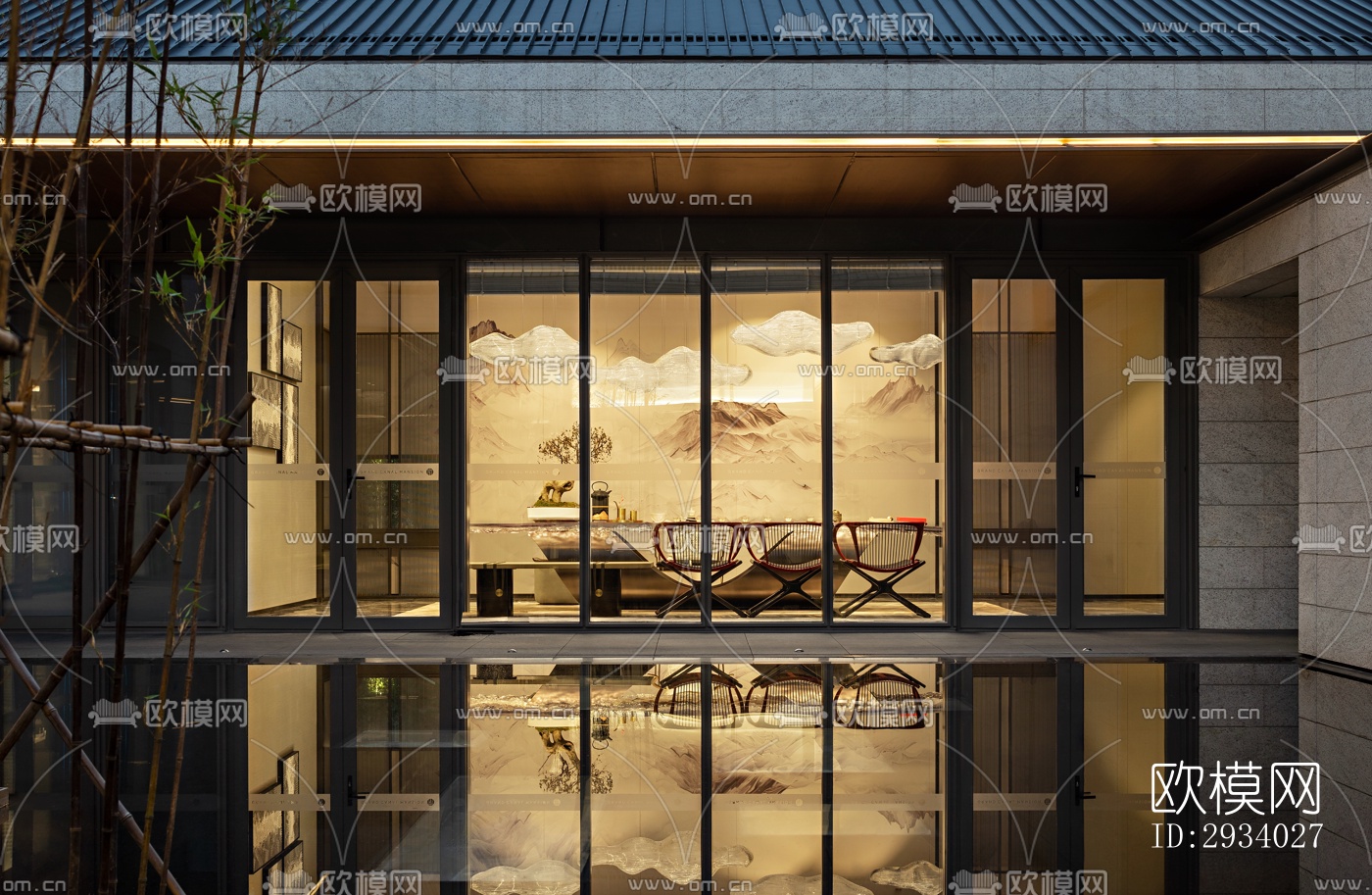 新中式别墅效果图下载（渲染图1）