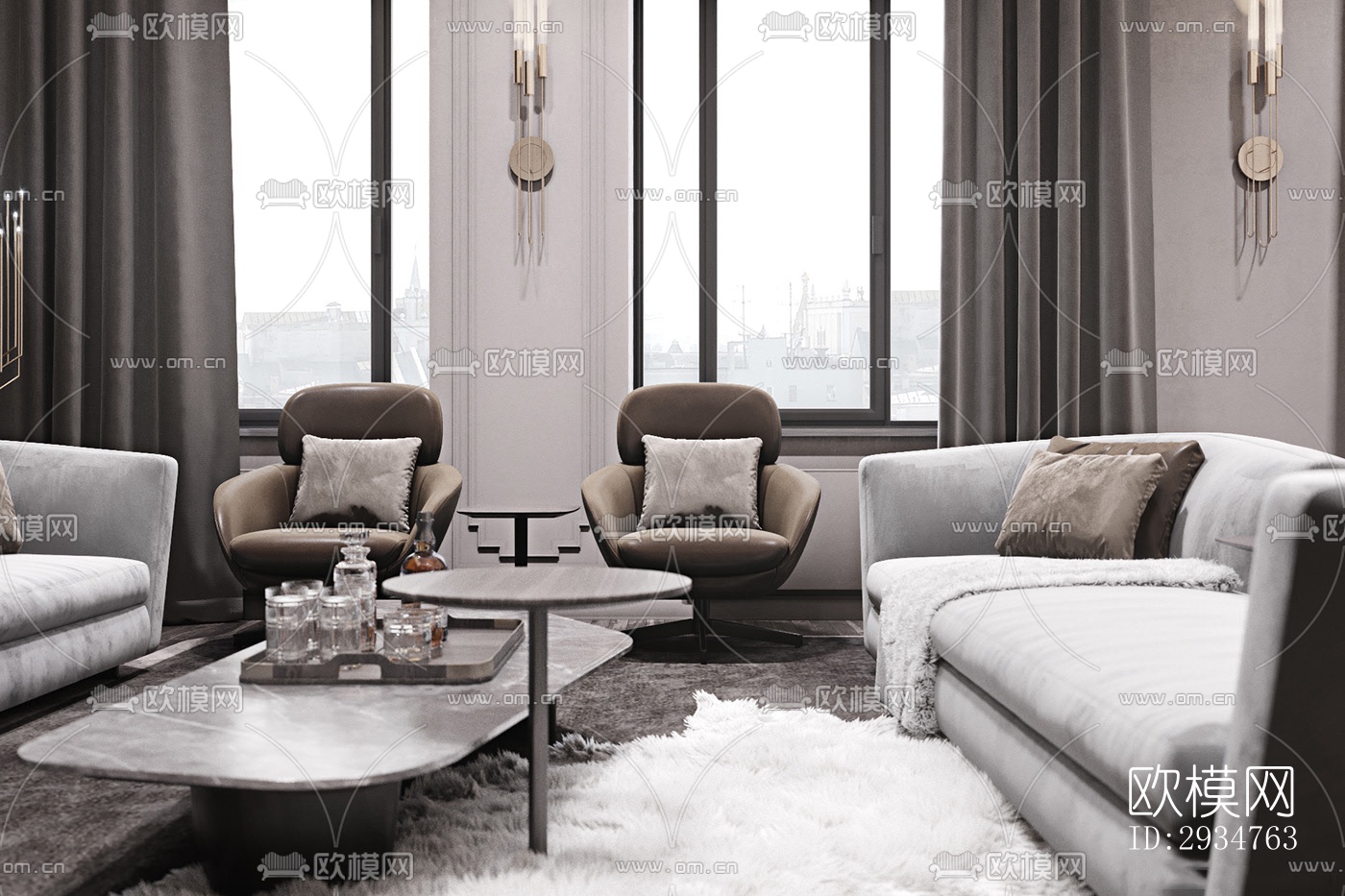 现代平层效果图下载（渲染图10）