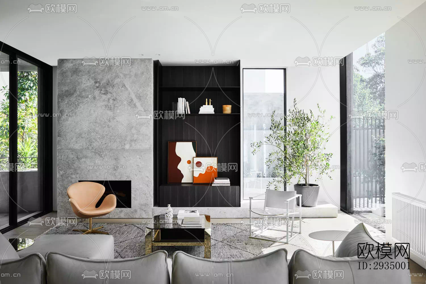 现代平层效果图下载（渲染图1）