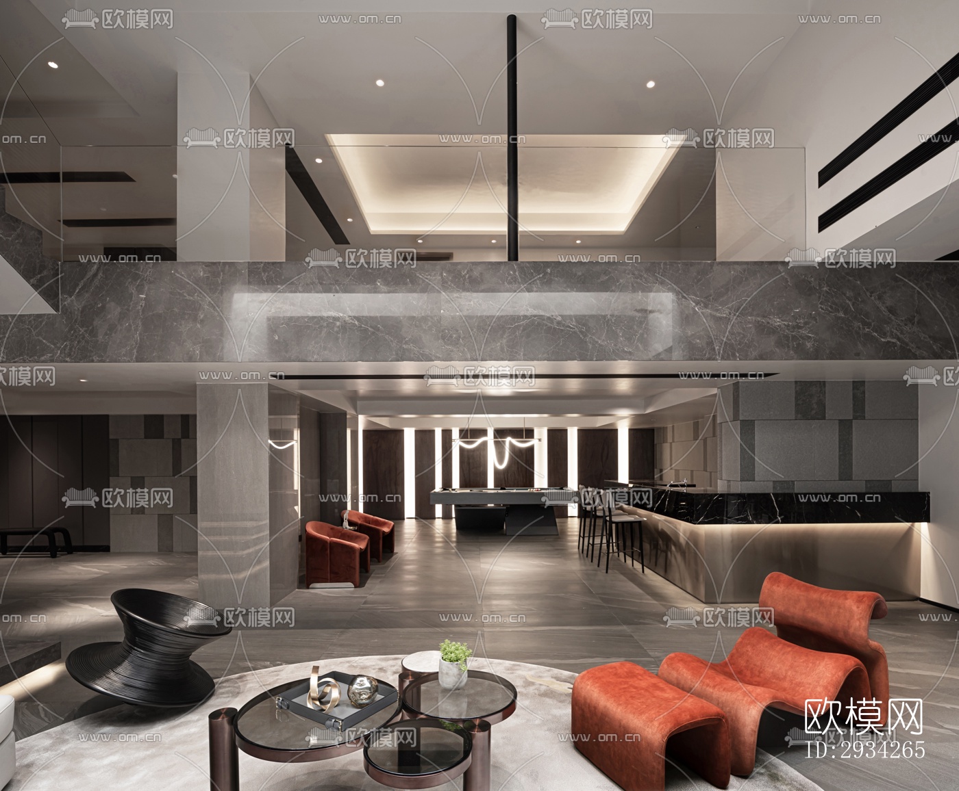 现代复式效果图下载（渲染图8）