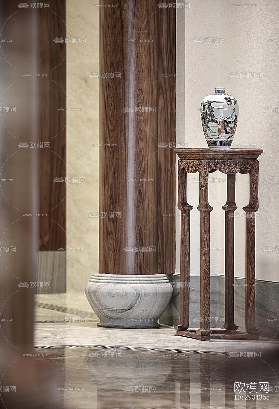 中式平层效果图下载（渲染图15）